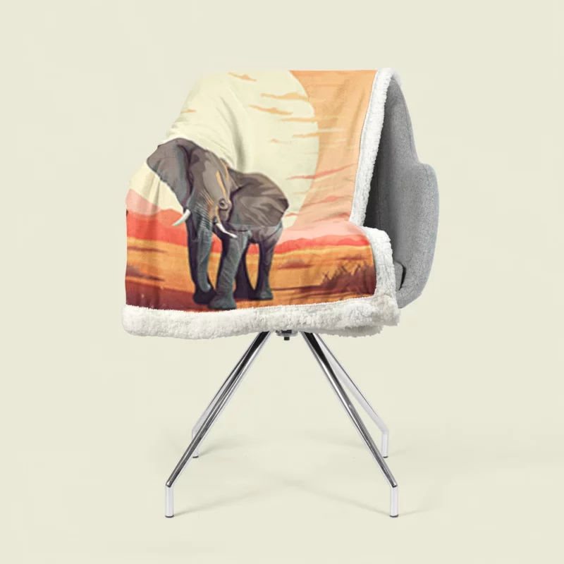 African Elephant in Savanna Sherpa Fleece Blanket 1