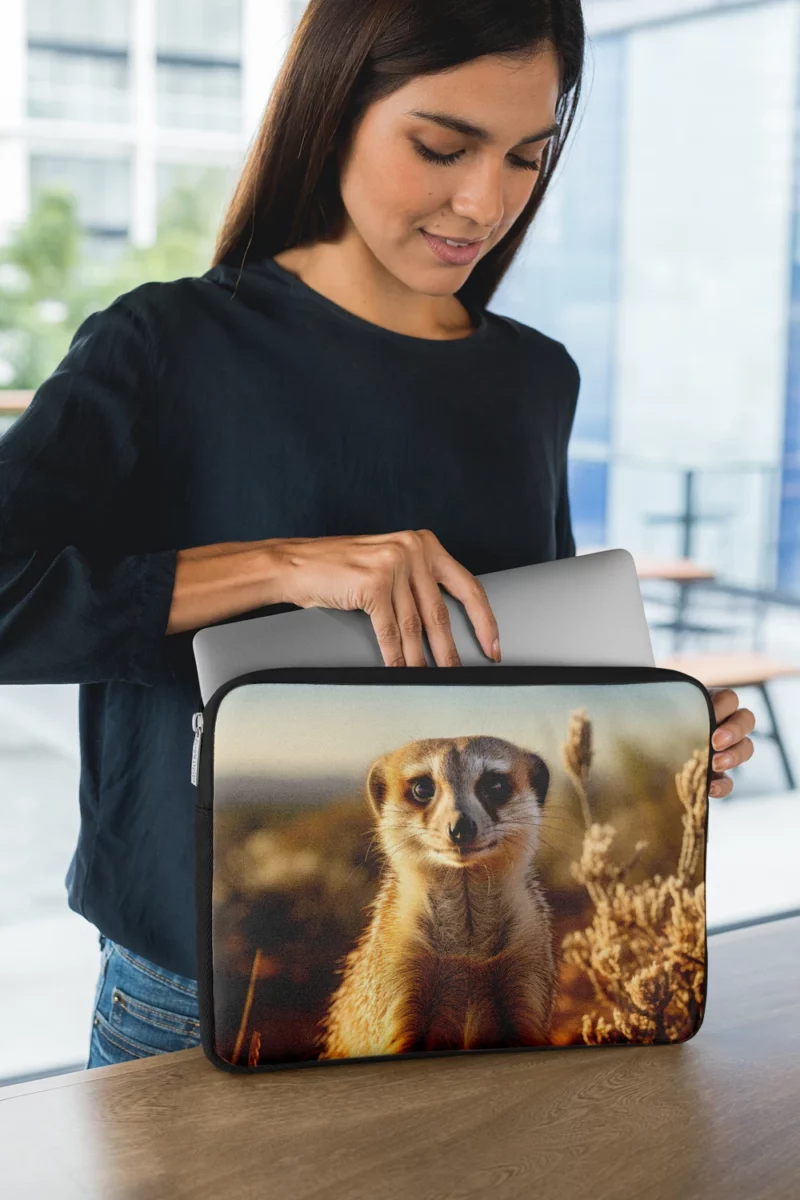 Alert Meerkat in the Grassland Laptop Sleeve 1