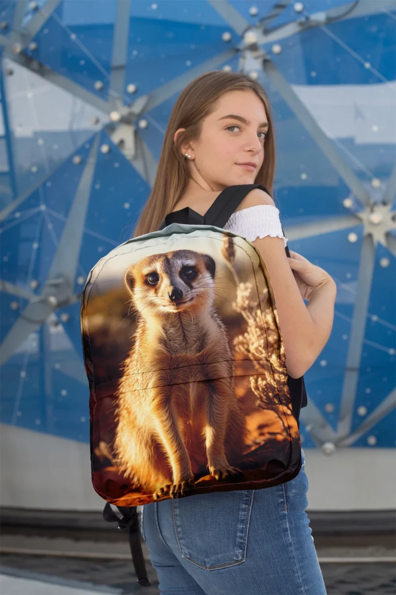 Alert Meerkat in the Grassland Minimalist Backpack 2