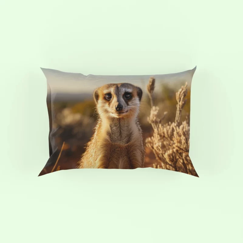 Alert Meerkat in the Grassland Pillow Case