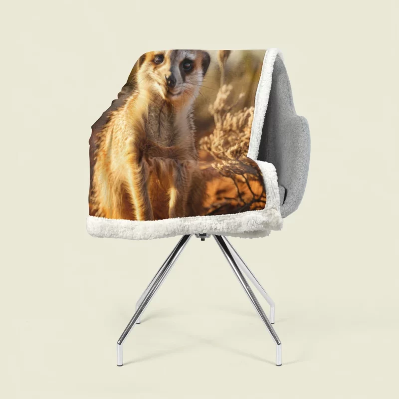 Alert Meerkat in the Grassland Sherpa Fleece Blanket 1