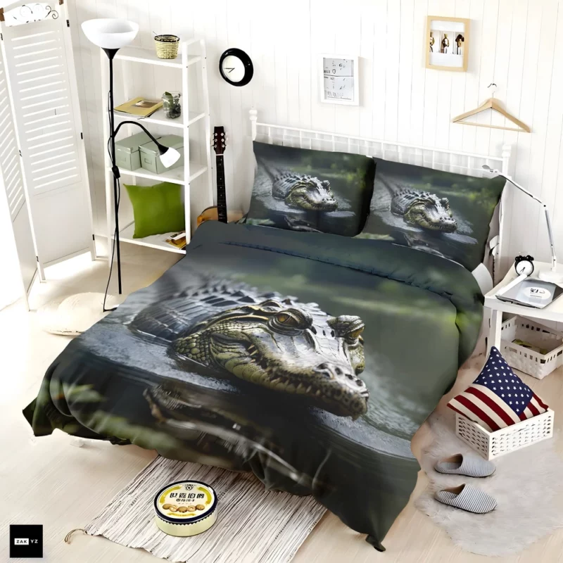 Alligator in Murky Water Bedding Set