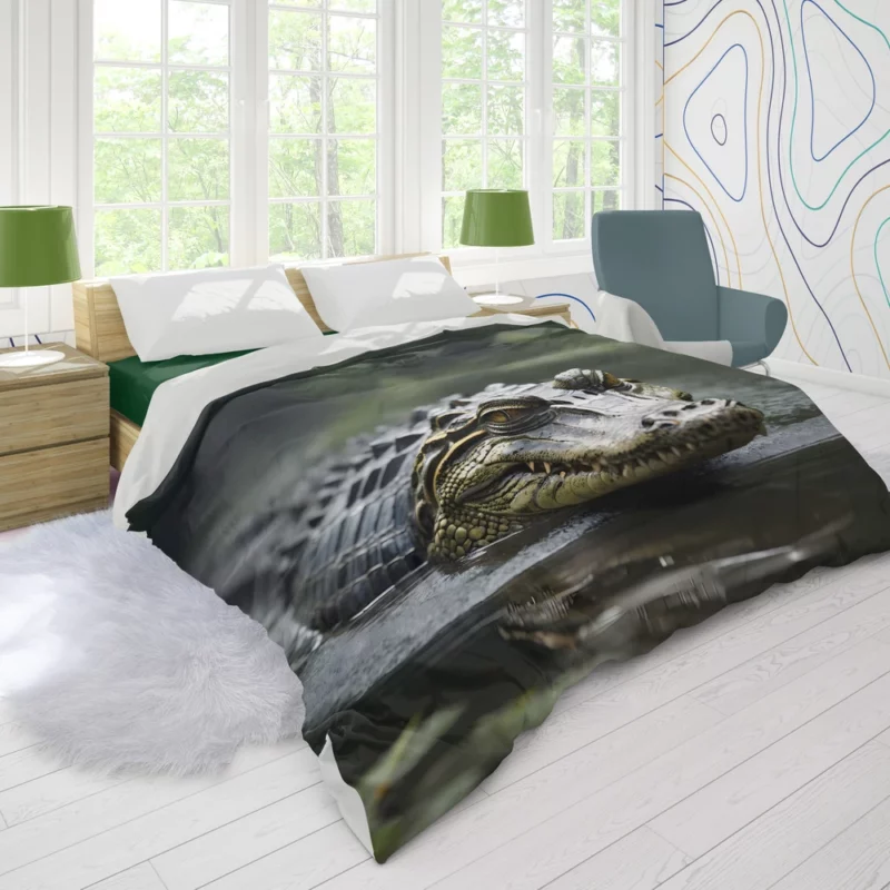 Alligator in Murky Water Duvet Cover