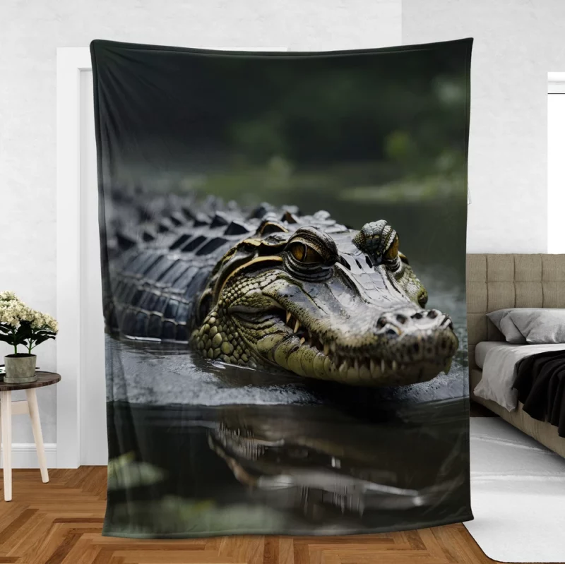 Alligator in Murky Water Fleece Blanket