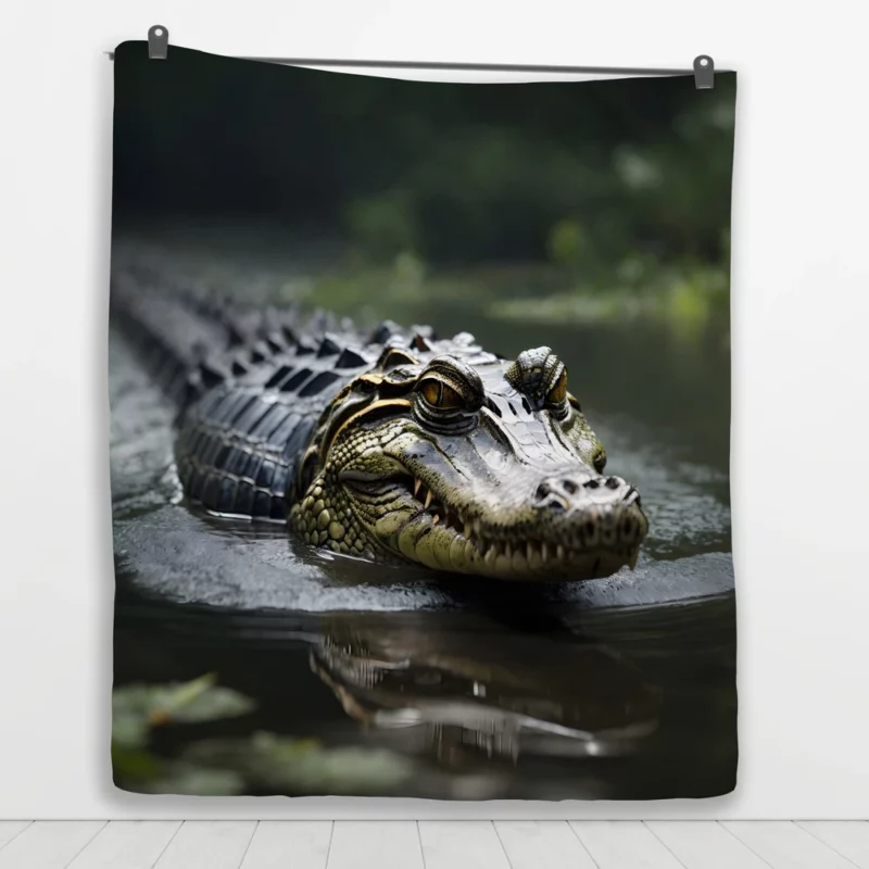 Alligator in Murky Water Quilt Blanket 1