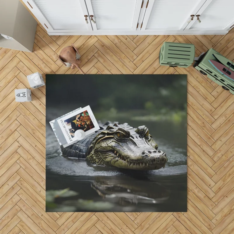 Alligator in Murky Water Rug