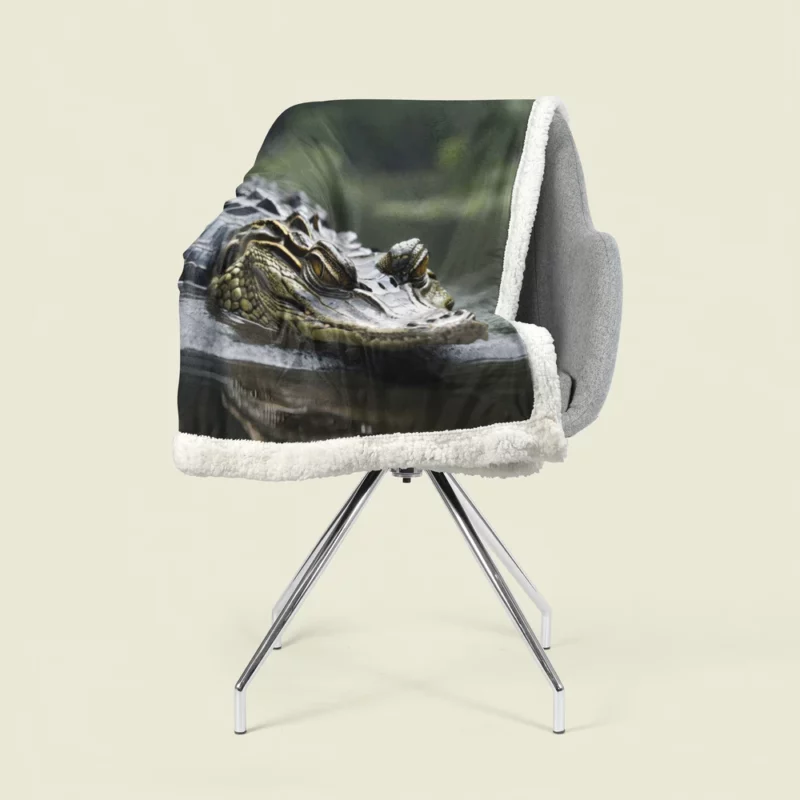 Alligator in Murky Water Sherpa Fleece Blanket 1