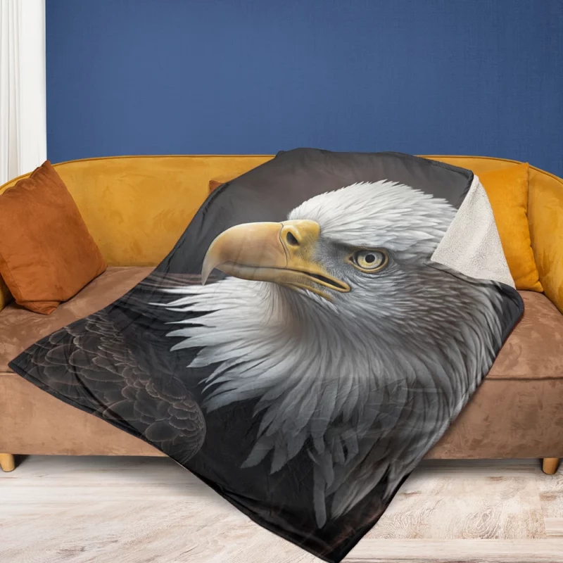 Angry Bald Eagle Artwork Fleece Blanket 1