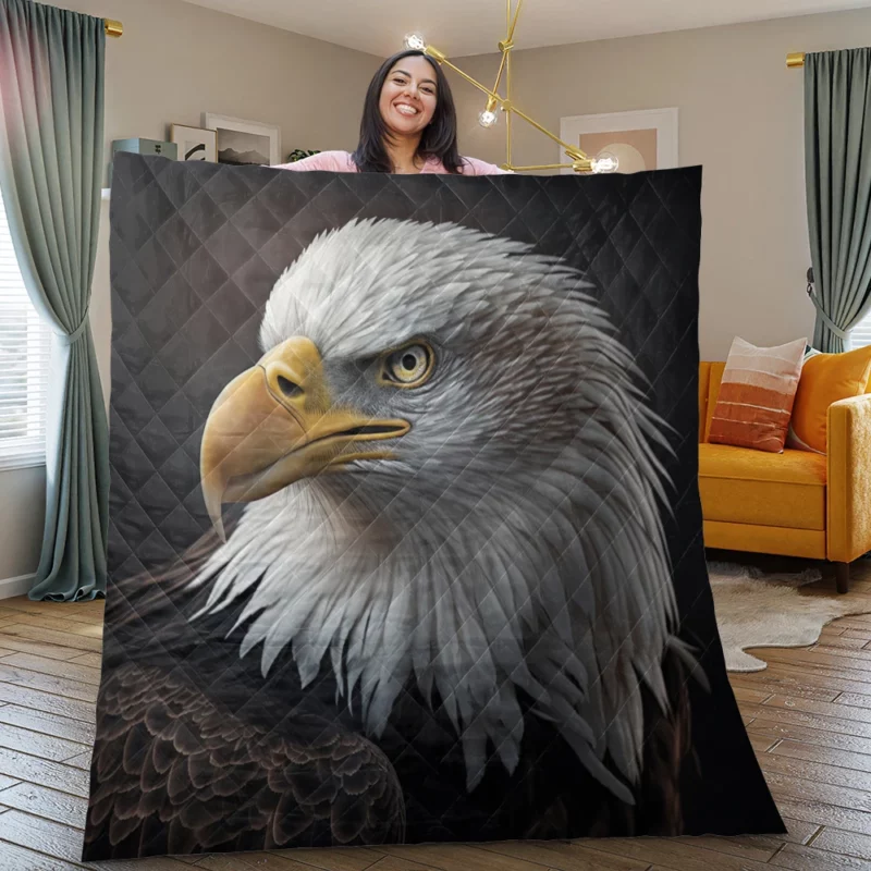 Angry Bald Eagle Artwork Quilt Blanket