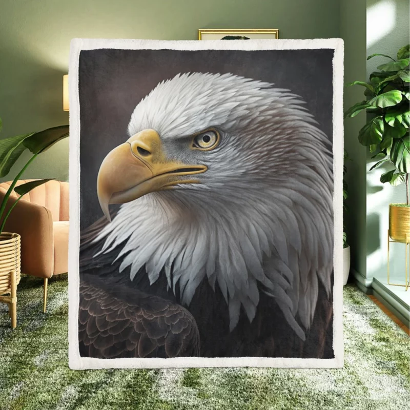 Angry Bald Eagle Artwork Sherpa Fleece Blanket