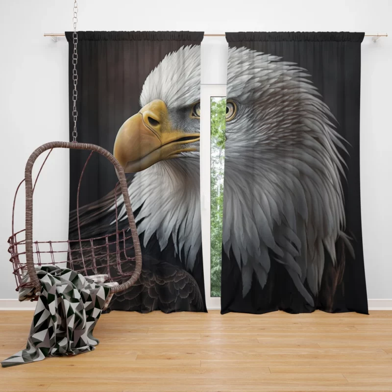 Angry Bald Eagle Artwork Window Curtain