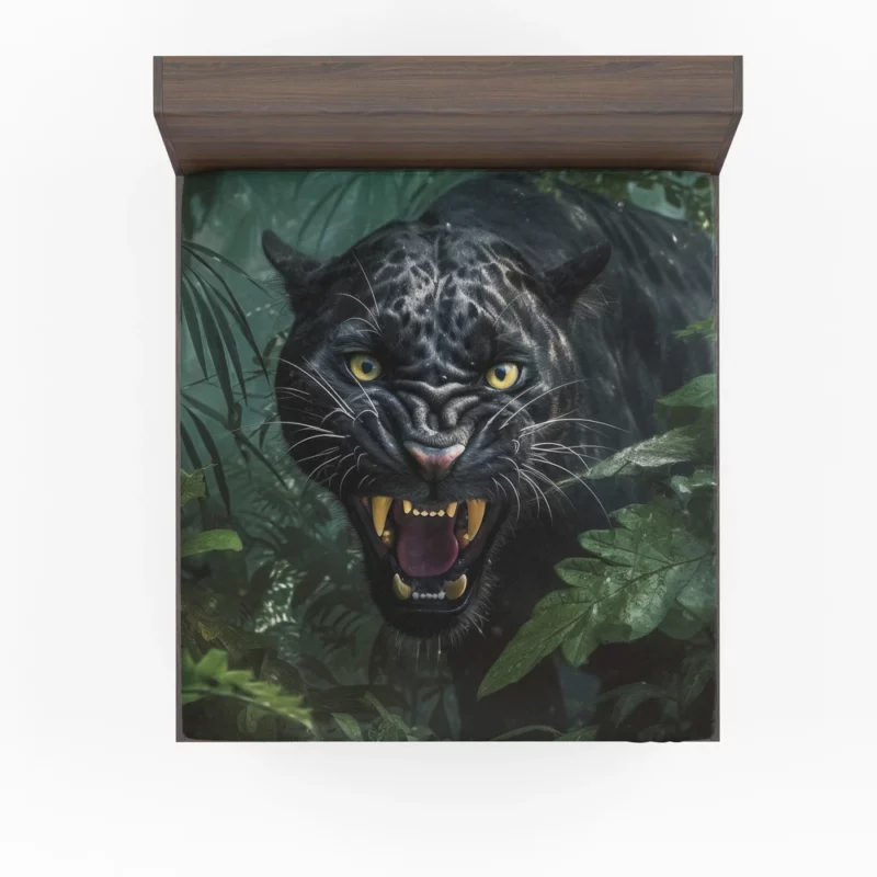 Angry Black Panther in Jungle Fitted Sheet