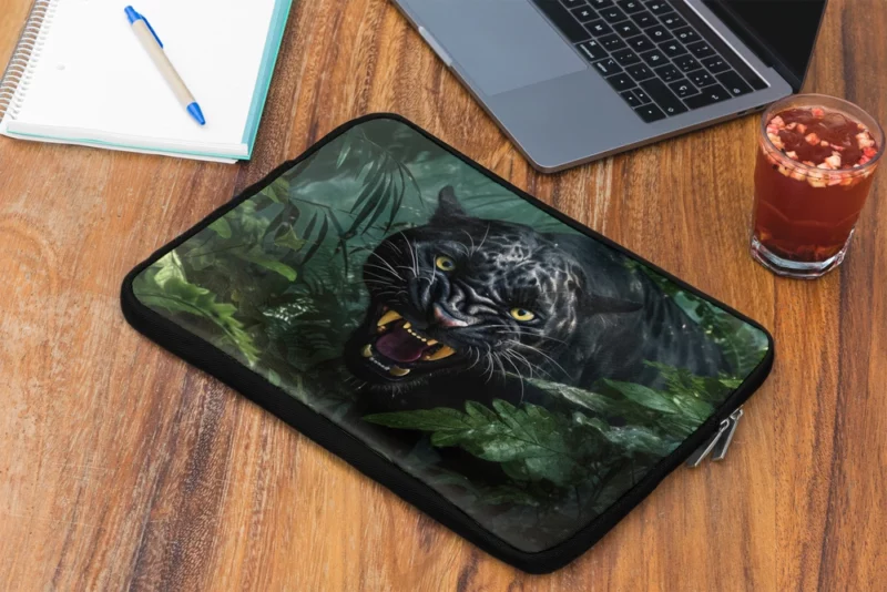 Angry Black Panther in Jungle Laptop Sleeve 2