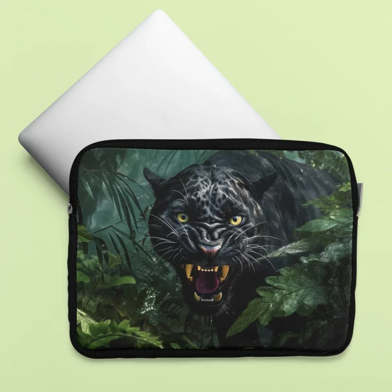 Angry Black Panther in Jungle Laptop Sleeve