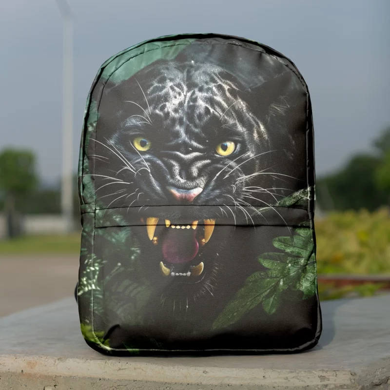 Angry Black Panther in Jungle Minimalist Backpack