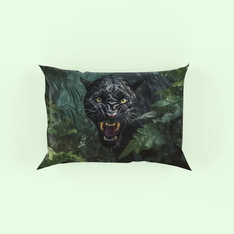 Angry Black Panther in Jungle Pillow Case