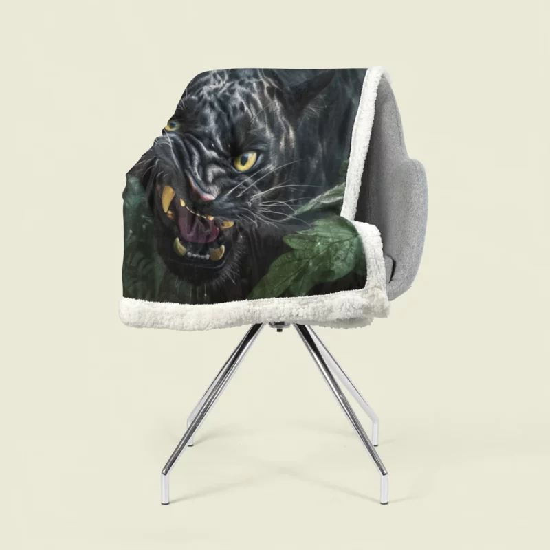 Angry Black Panther in Jungle Sherpa Fleece Blanket 1