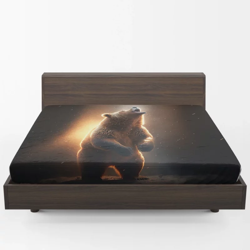 Angry Grizzly Bathed in Flickering Light Fitted Sheet 1