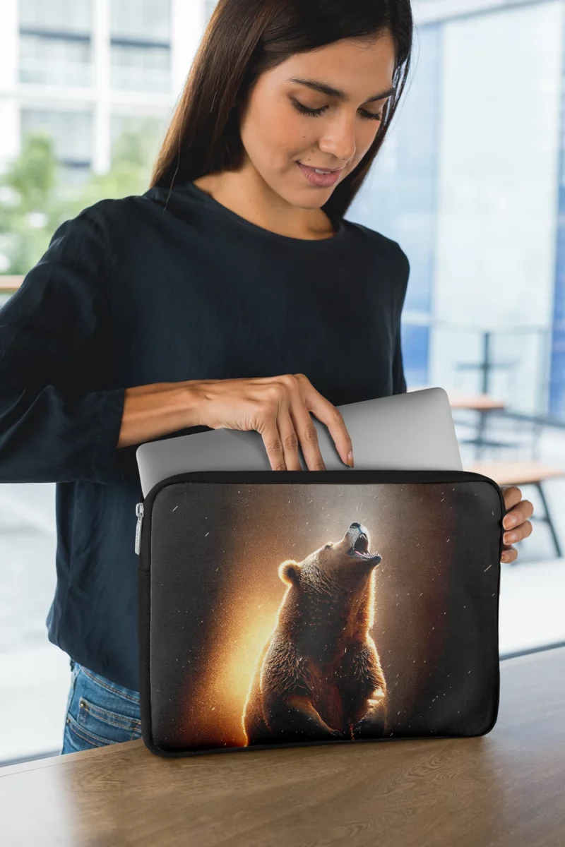 Angry Grizzly Bathed in Flickering Light Laptop Sleeve 1