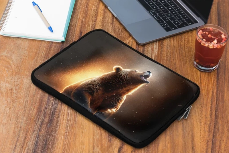 Angry Grizzly Bathed in Flickering Light Laptop Sleeve 2