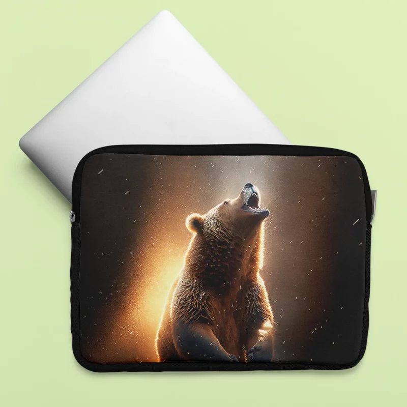 Angry Grizzly Bathed in Flickering Light Laptop Sleeve