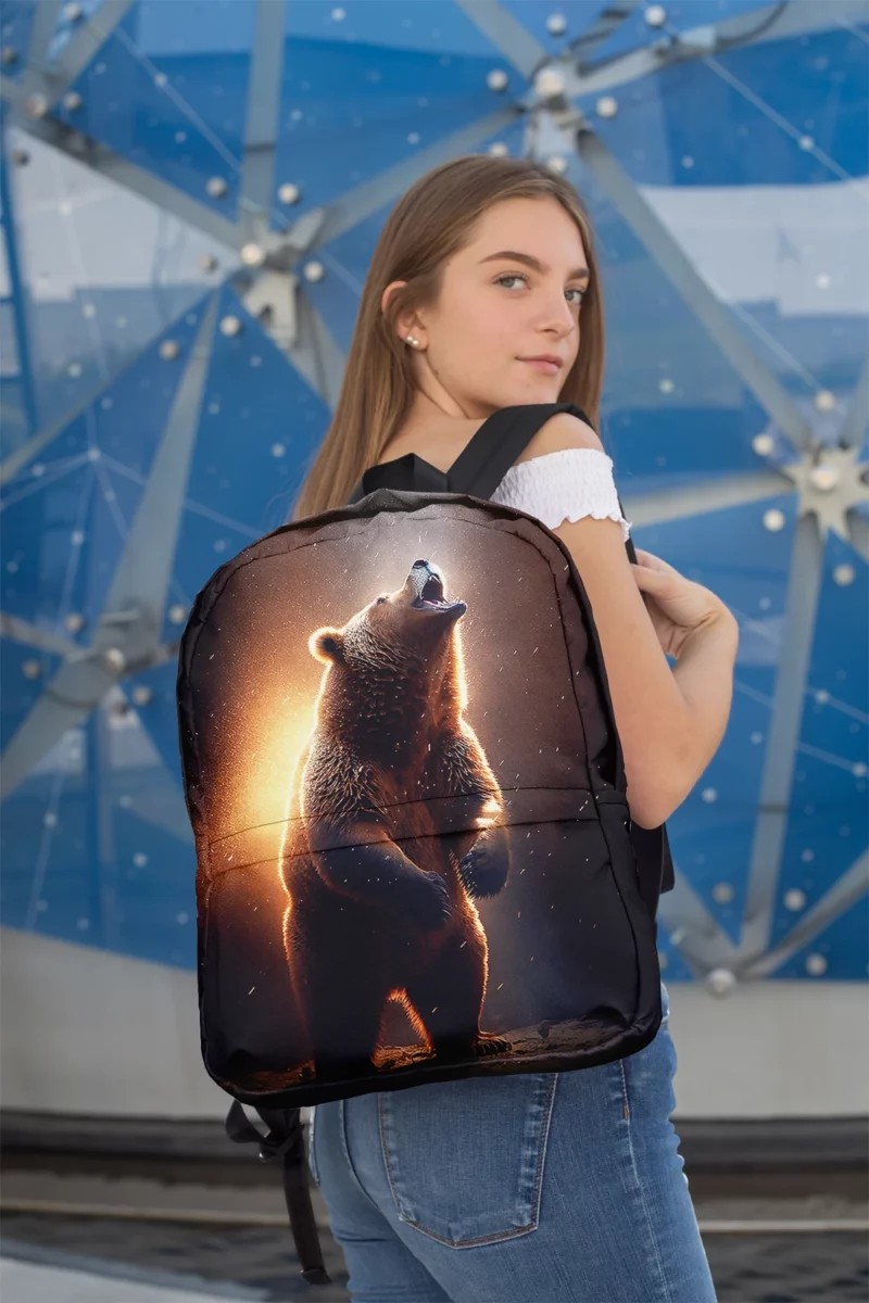 Angry Grizzly Bathed in Flickering Light Minimalist Backpack 2