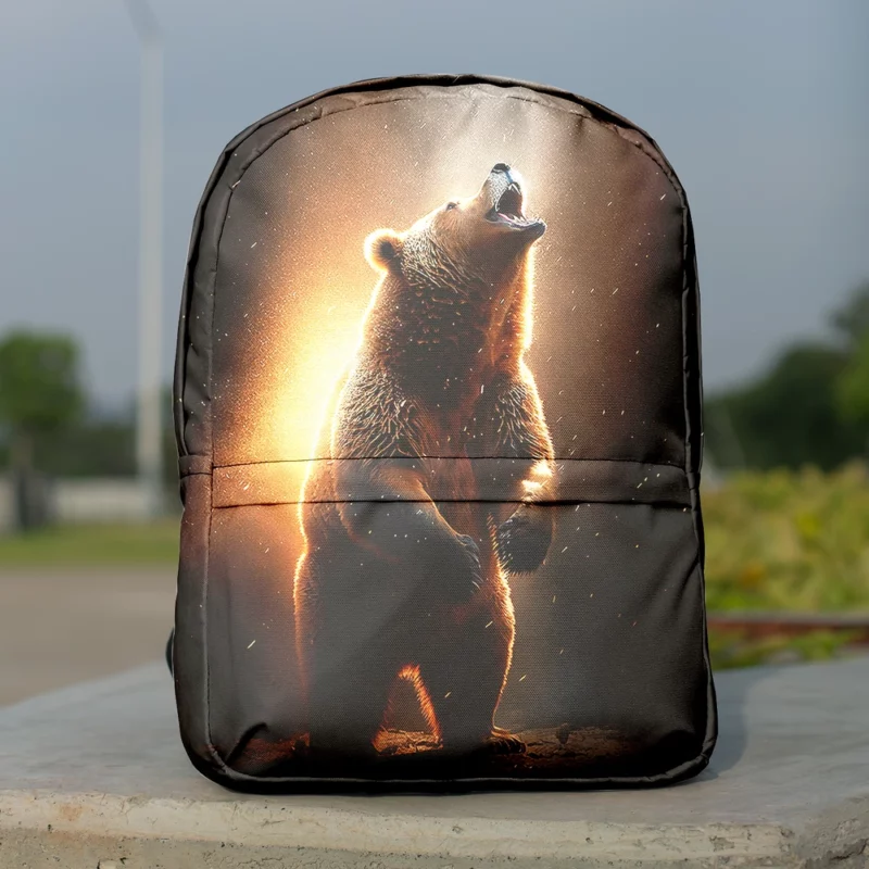 Angry Grizzly Bathed in Flickering Light Minimalist Backpack