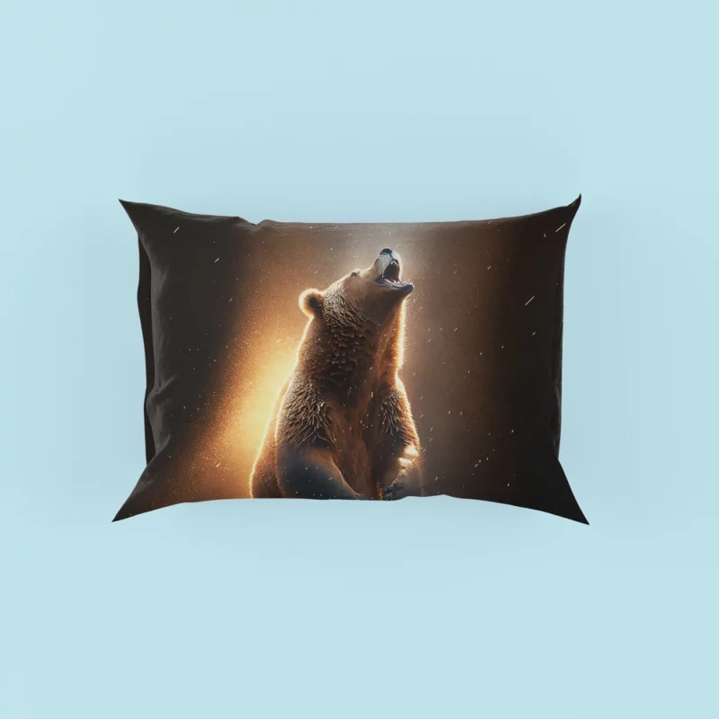 Angry Grizzly Bathed in Flickering Light Pillow Case