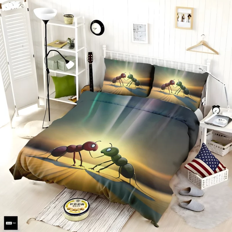 Ant Couple Facing Each Other Bedding Set