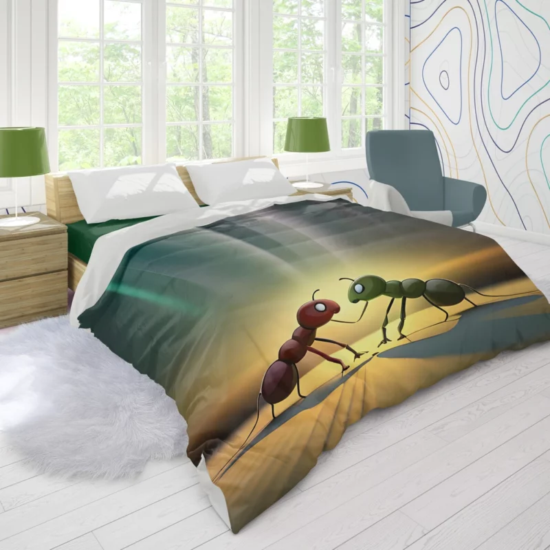 Ant Couple Facing Each Other Duvet Cover