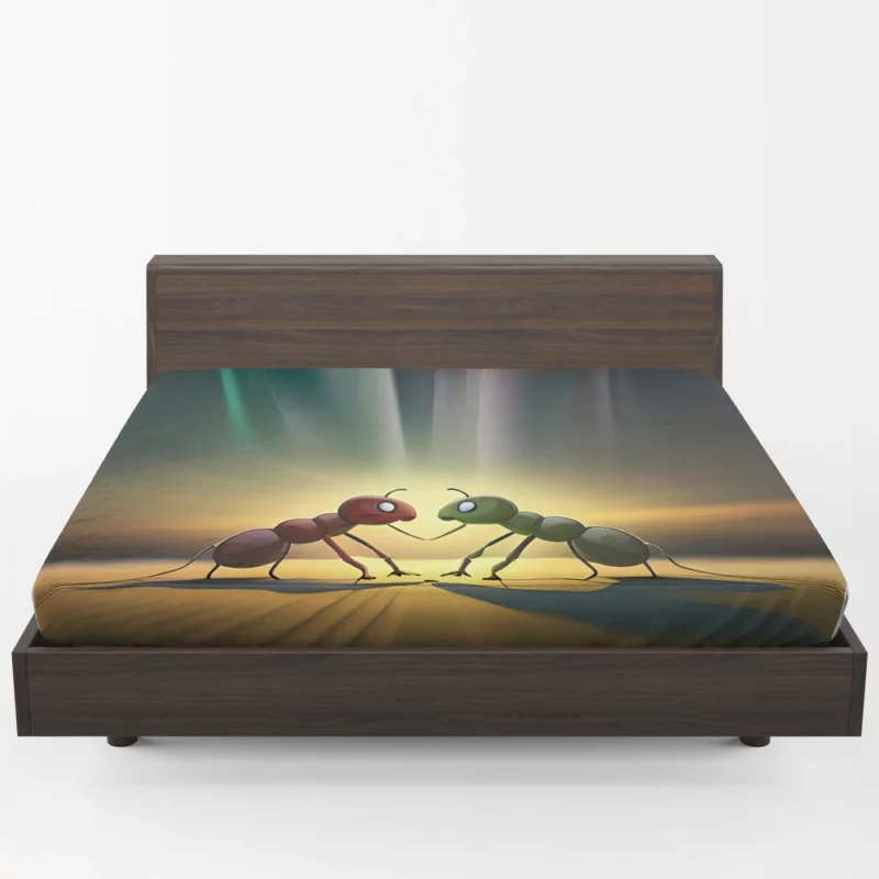 Ant Couple Facing Each Other Fitted Sheet 1