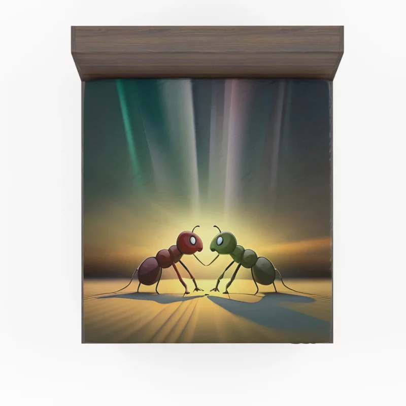 Ant Couple Facing Each Other Fitted Sheet