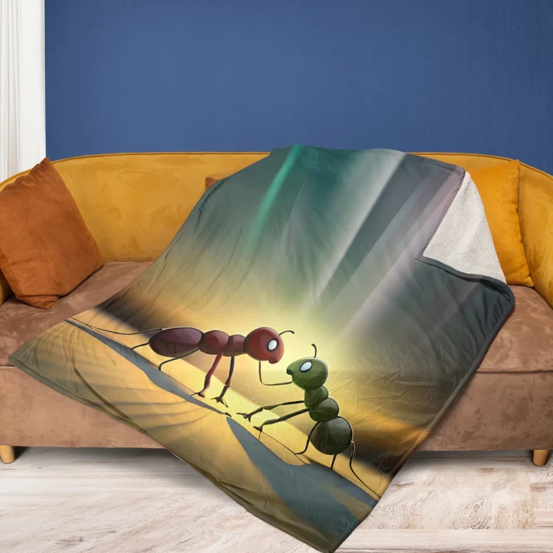 Ant Couple Facing Each Other Fleece Blanket 1