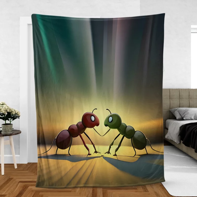 Ant Couple Facing Each Other Fleece Blanket