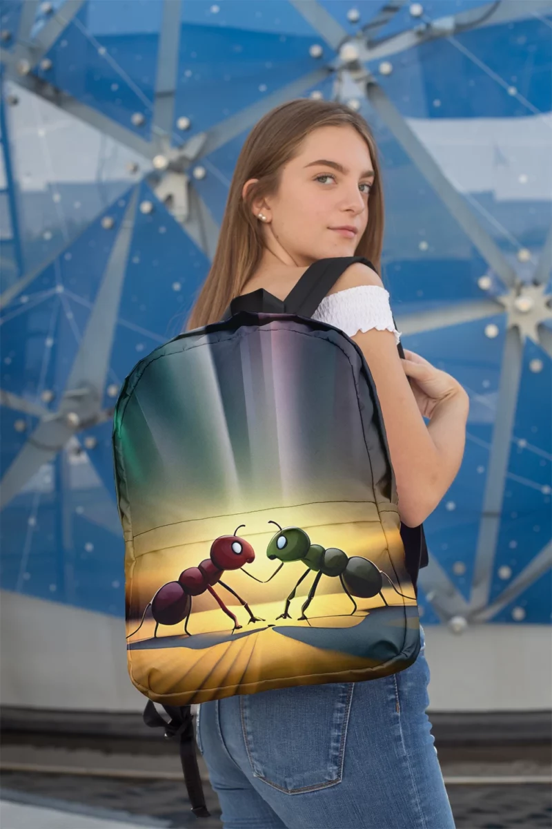 Ant Couple Facing Each Other Minimalist Backpack 2