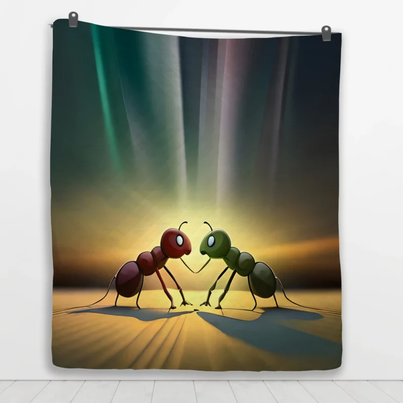 Ant Couple Facing Each Other Quilt Blanket 1