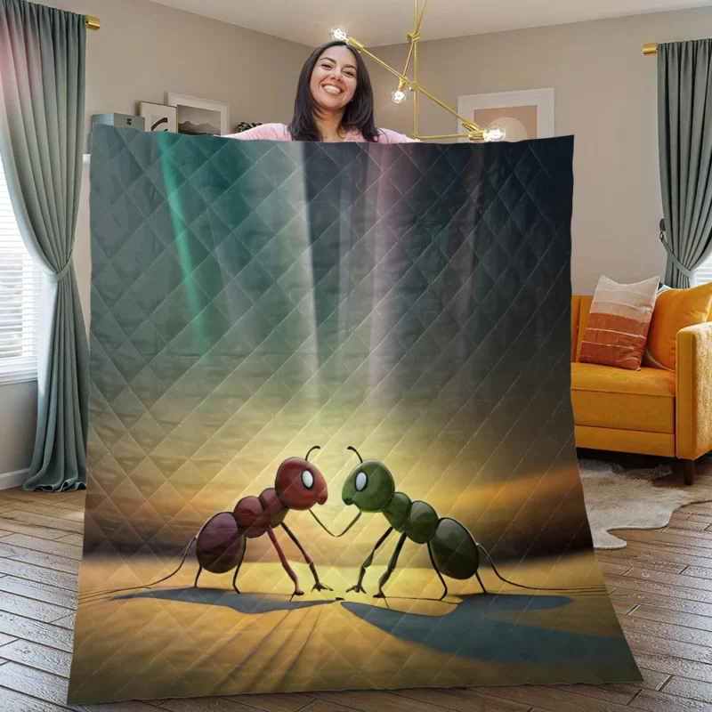 Ant Couple Facing Each Other Quilt Blanket