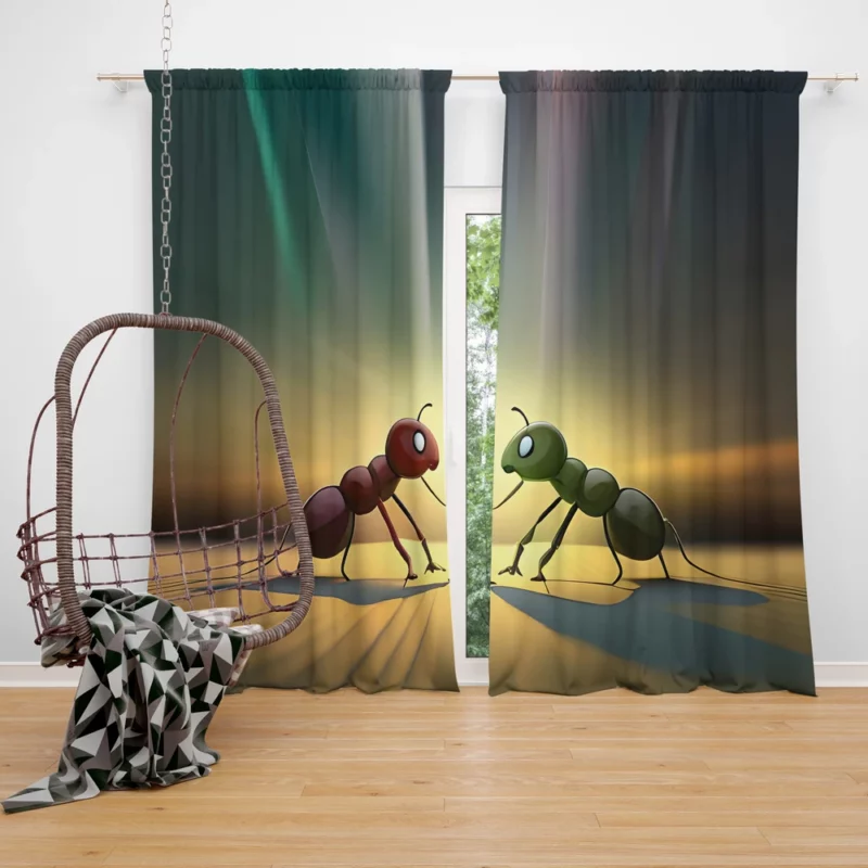 Ant Couple Facing Each Other Window Curtain