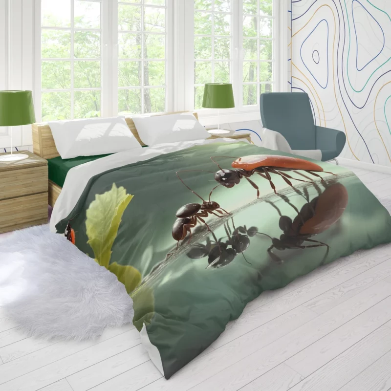 Ants and Flowers Digital Art Duvet Cover