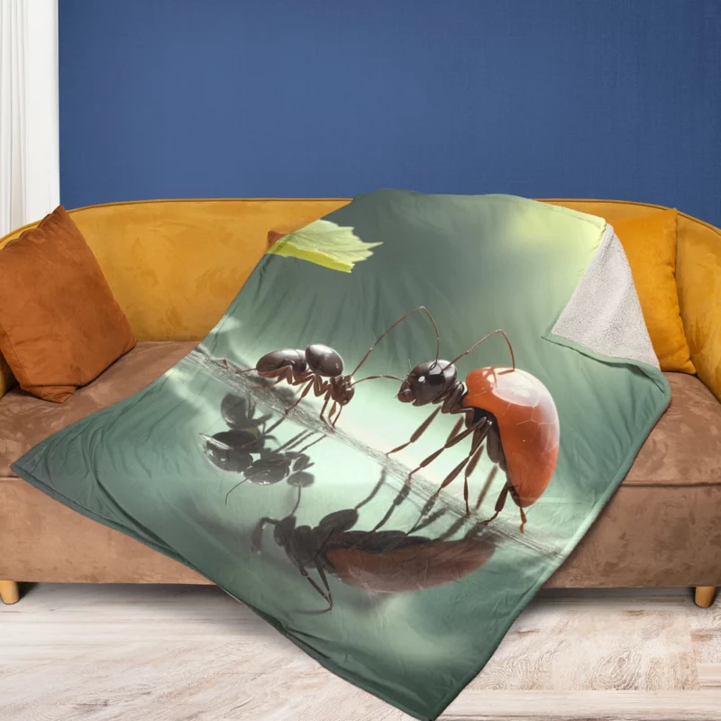 Ants and Flowers Digital Art Fleece Blanket 1