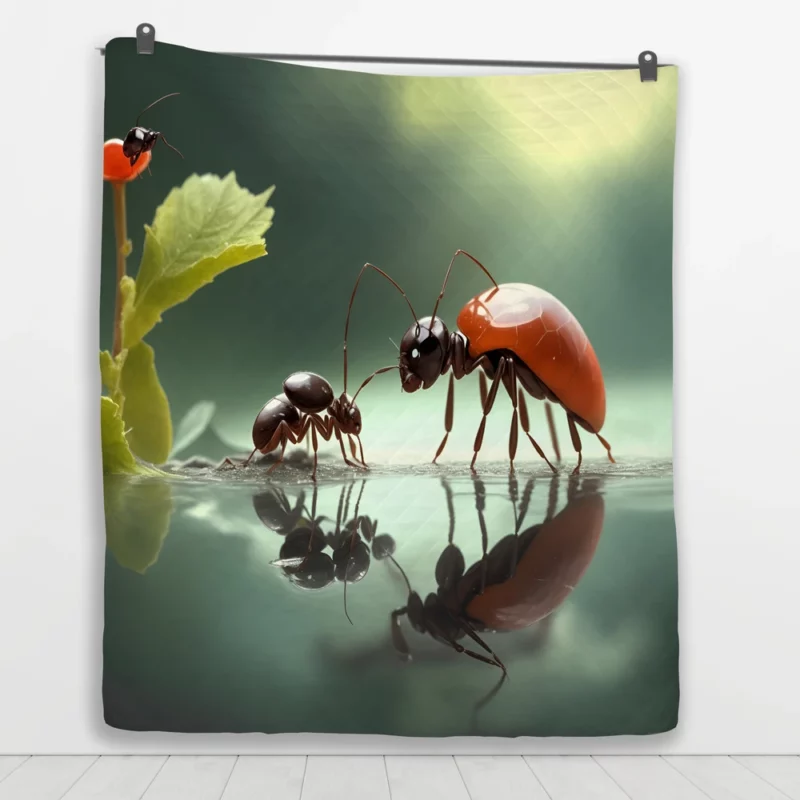 Ants and Flowers Digital Art Quilt Blanket 1