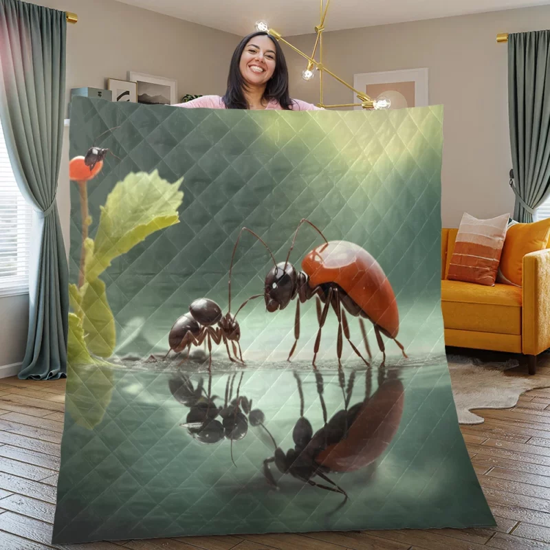 Ants and Flowers Digital Art Quilt Blanket