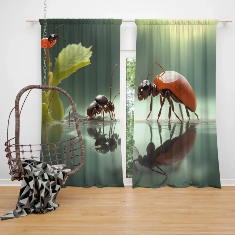 Ants and Flowers Digital Art Window Curtain