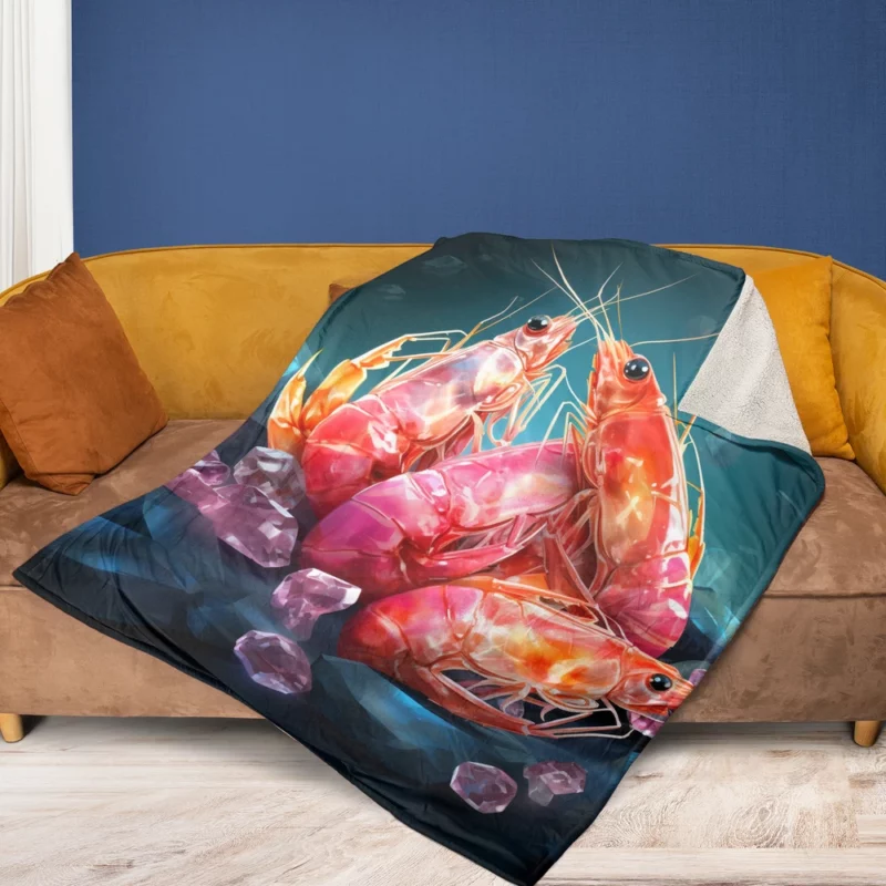 Appetizing Prawns Photo Fleece Blanket 1