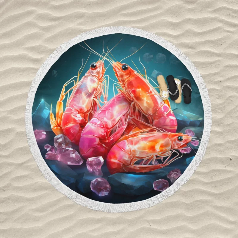 Appetizing Prawns Photo Round Beach Towel