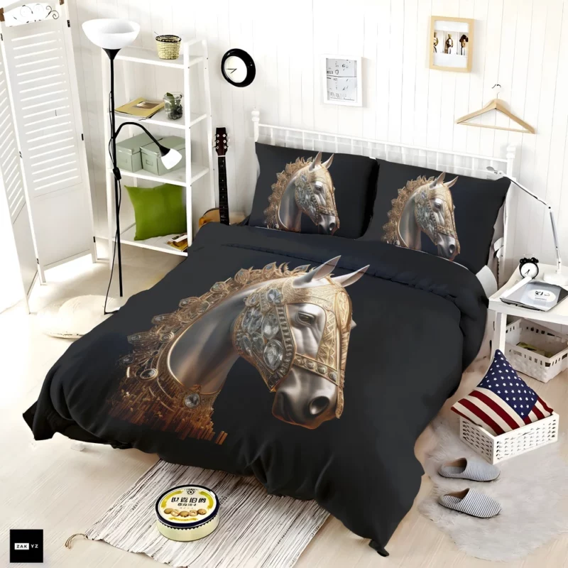 Arabic Calligraphy Horse Art Bedding Set