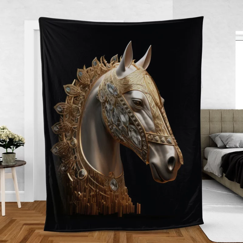 Arabic Calligraphy Horse Art Fleece Blanket