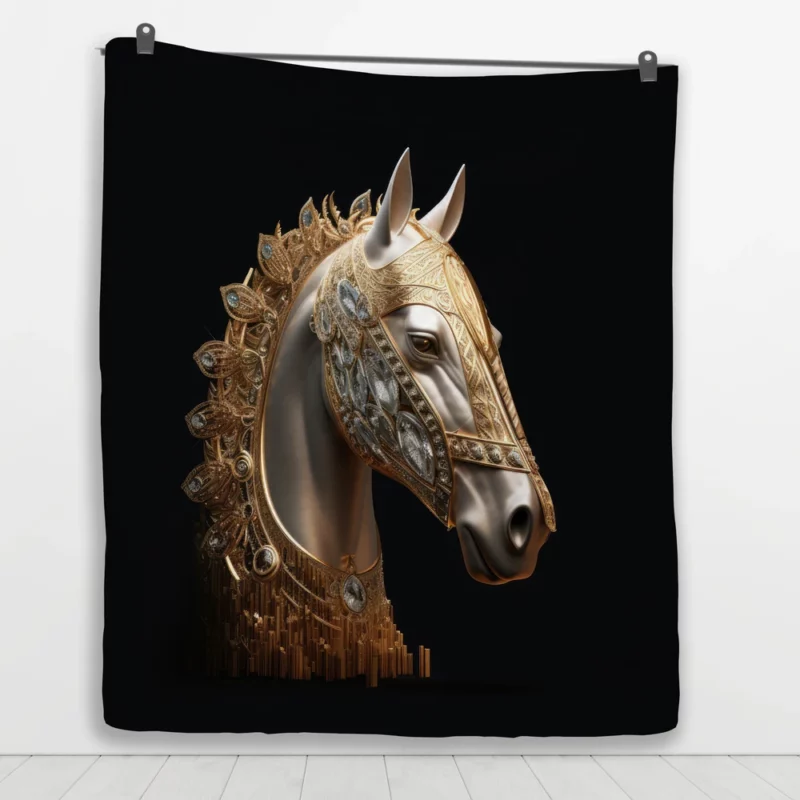 Arabic Calligraphy Horse Art Quilt Blanket 1