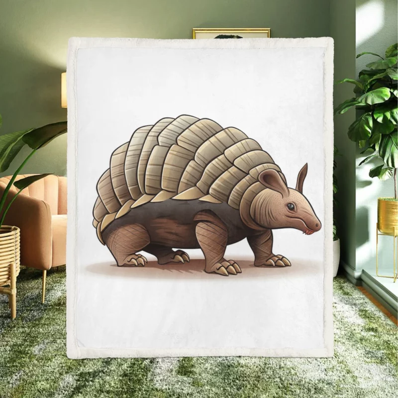 Armadillo Cartoon Illustration Sherpa Fleece Blanket