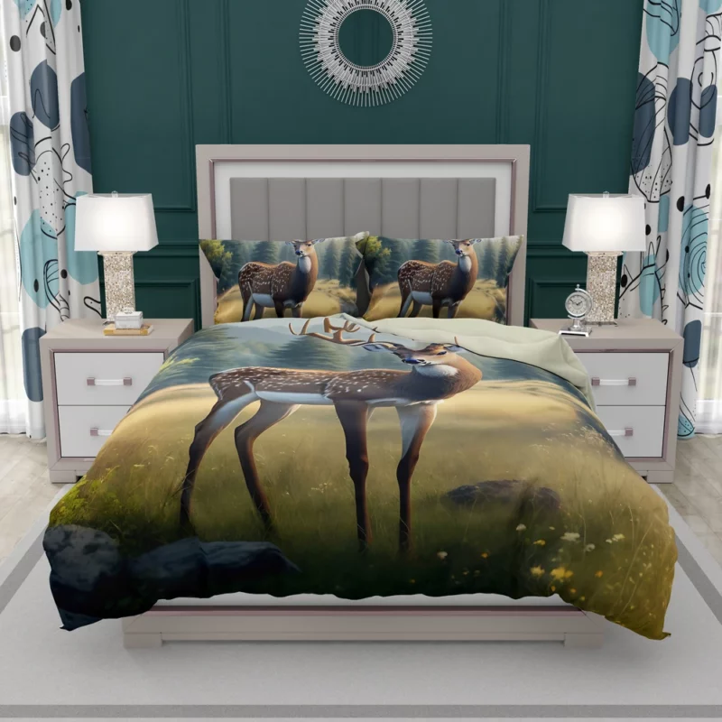 At One with Nature Deer in Forest Bedding Set 2